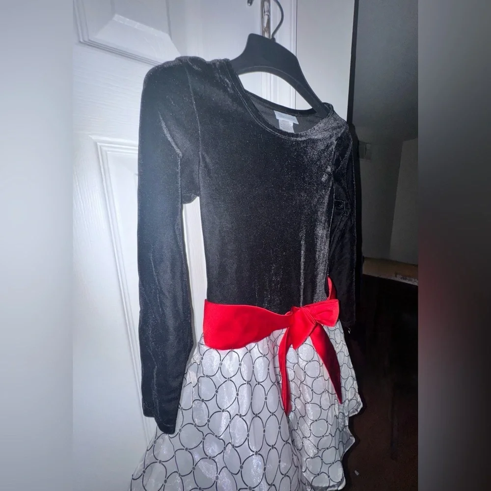 Bonnie Jean Black and White Dance Costume with Red Accent